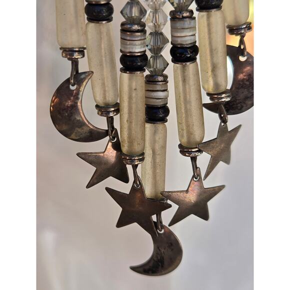 Vintage Tabra Sterling Silver Grey Pearl Celestial Statement Dangle Earrings 4" - Picture 5 of 10